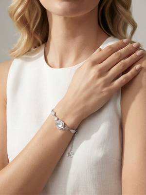 925 silver hexagonal crystal rose bracelet for women 2