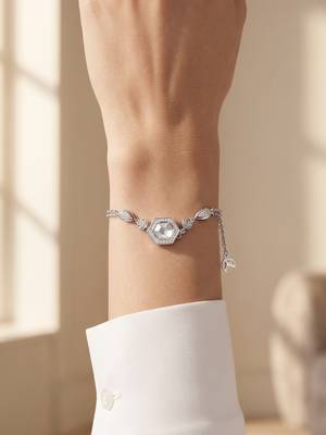 925 silver hexagonal crystal rose bracelet for women 3