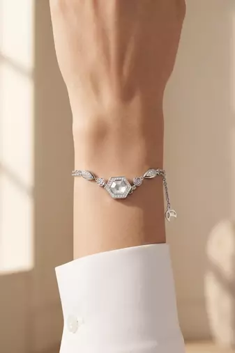 925 silver hexagonal crystal rose bracelet for women