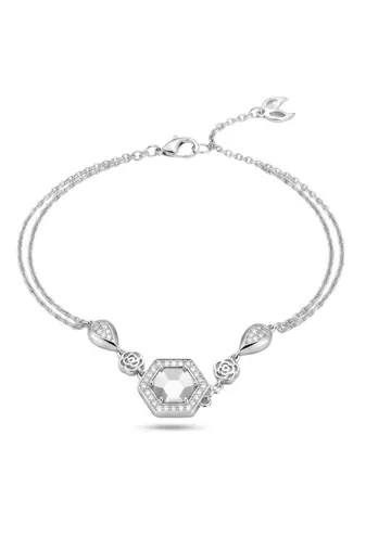 925 silver hexagonal crystal rose bracelet for women