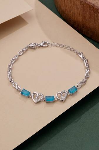 925 silver celestine aqua knot bracelet for women