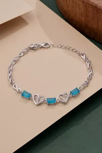 925 silver celestine aqua knot bracelet for women