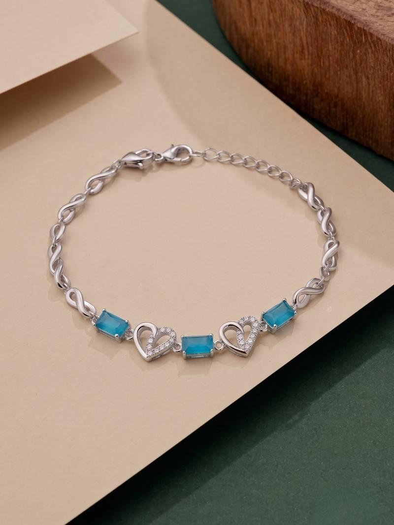 925 silver celestine aqua knot bracelet for women