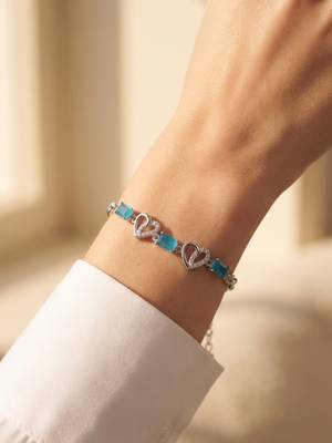 925 silver celestine aqua knot bracelet for women 2