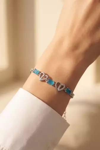 925 silver celestine aqua knot bracelet for women