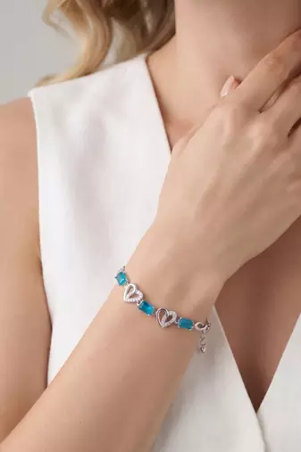 925 silver celestine aqua knot bracelet for women