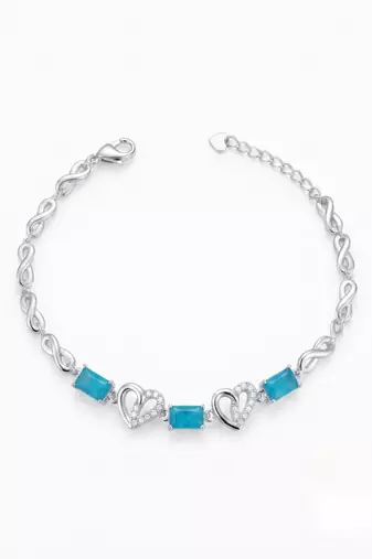 925 silver celestine aqua knot bracelet for women