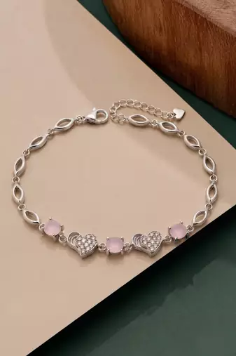 925 silver roselle heart blossom bracelet for women