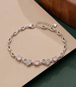 925 silver roselle heart blossom bracelet for women