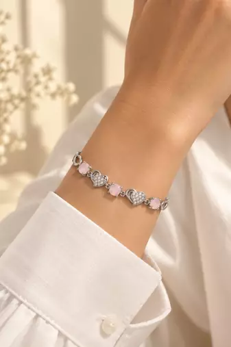 925 silver roselle heart blossom bracelet for women
