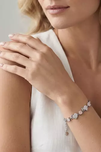 925 silver roselle heart blossom bracelet for women