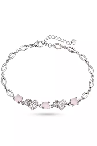 925 silver roselle heart blossom bracelet for women