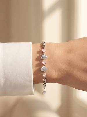 925 silver elara pink heart charm bracelet for women 1