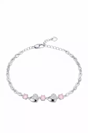 925 silver elara pink heart charm bracelet for women