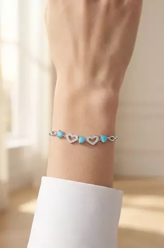 925 silver azure heart harmony bracelet for women