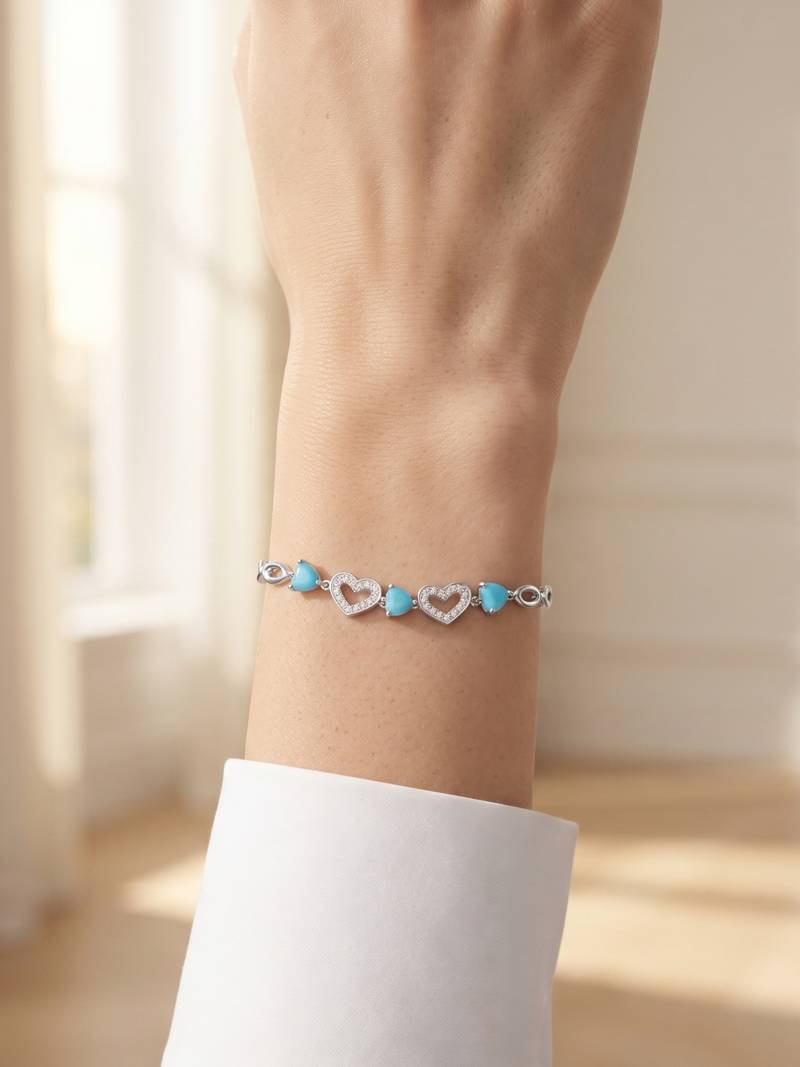 925 silver azure heart harmony bracelet for women