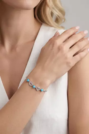 925 silver azure heart harmony bracelet for women