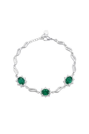 925 silver emerald celestine halo bracelet for women