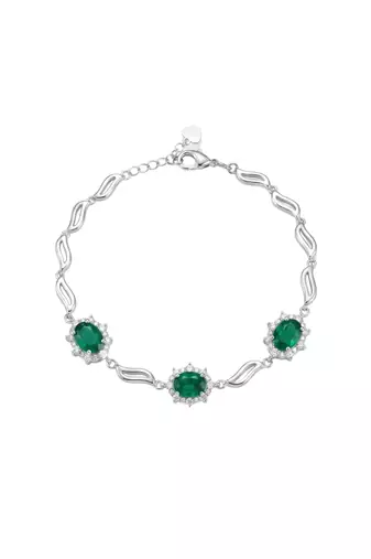 925 silver emerald celestine halo bracelet for women
