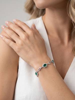 925 silver emerald celestine halo bracelet for women 2