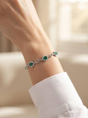 925 silver emerald celestine halo bracelet for women 3