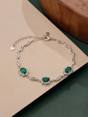 925 silver emerald celestine halo bracelet for women 4