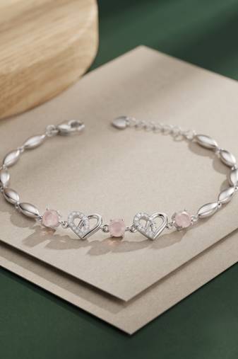 925 silver roselle heart blossom bracelet for women
