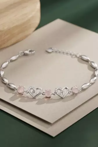 925 silver roselle heart blossom bracelet for women