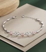 925 silver roselle heart blossom bracelet for women