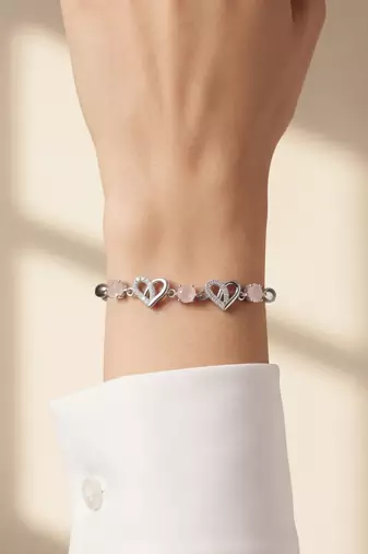 925 silver roselle heart blossom bracelet for women