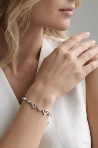 925 silver roselle heart blossom bracelet for women