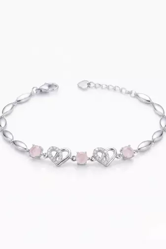 925 silver roselle heart blossom bracelet for women