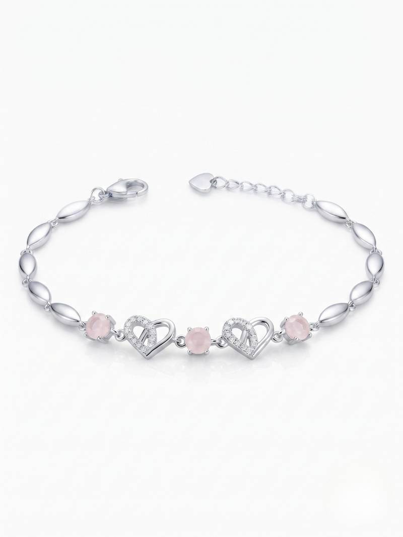 925 silver roselle heart blossom bracelet for women