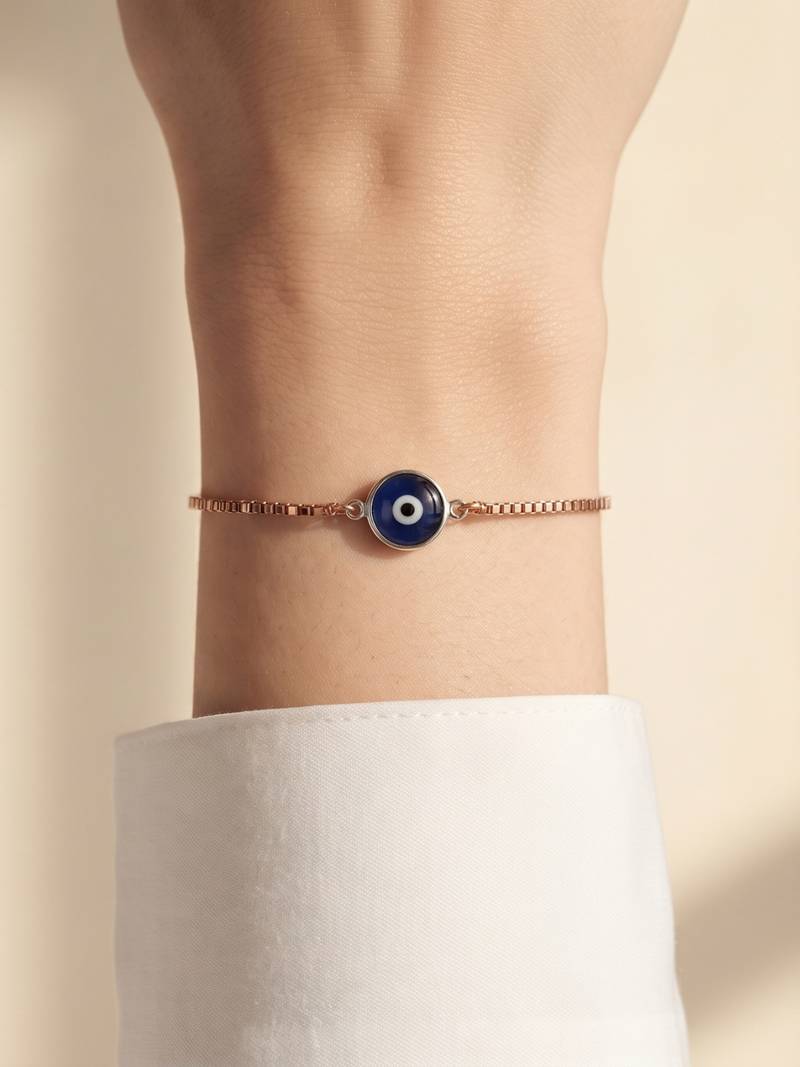 925 silver midnight halo evil eye bracelet for women