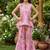Pink and green printed cotton festive wear kurta set