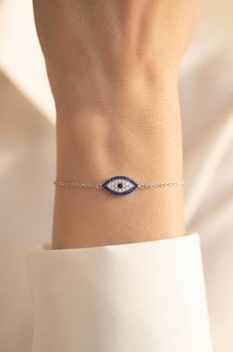 925 silver sapphire gaze bracelet for women
