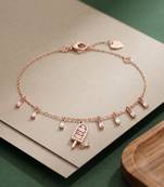 925 silver rosy lollipop charm bracelet for women