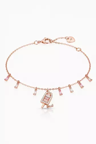 925 silver rosy lollipop charm bracelet for women
