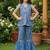 Blue and white printed cotton festive wear kurta set