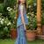 Blue and white printed cotton festive wear kurta set