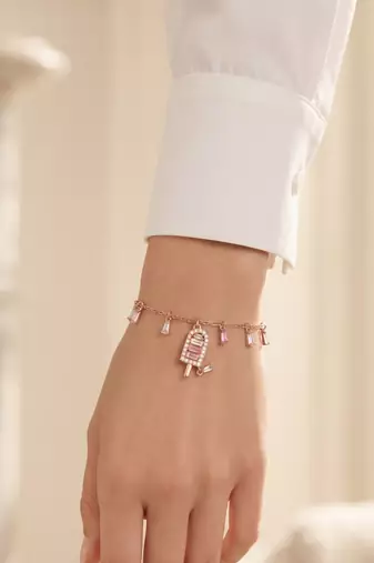 925 silver rosy lollipop charm bracelet for women