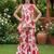 White and red printed cotton festive wear kurta set
