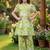 Green and white printed cotton festive wear kurta set