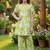 Green and white printed cotton festive wear kurta set