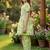 Green and white printed cotton festive wear kurta set