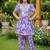 Purple and white printed cotton festive wear kurta set