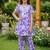 Purple and white printed cotton festive wear kurta set