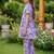 Purple and white printed cotton festive wear kurta set