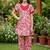 White and red printed cotton festive wear kurta set