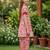 White and red printed cotton festive wear kurta set